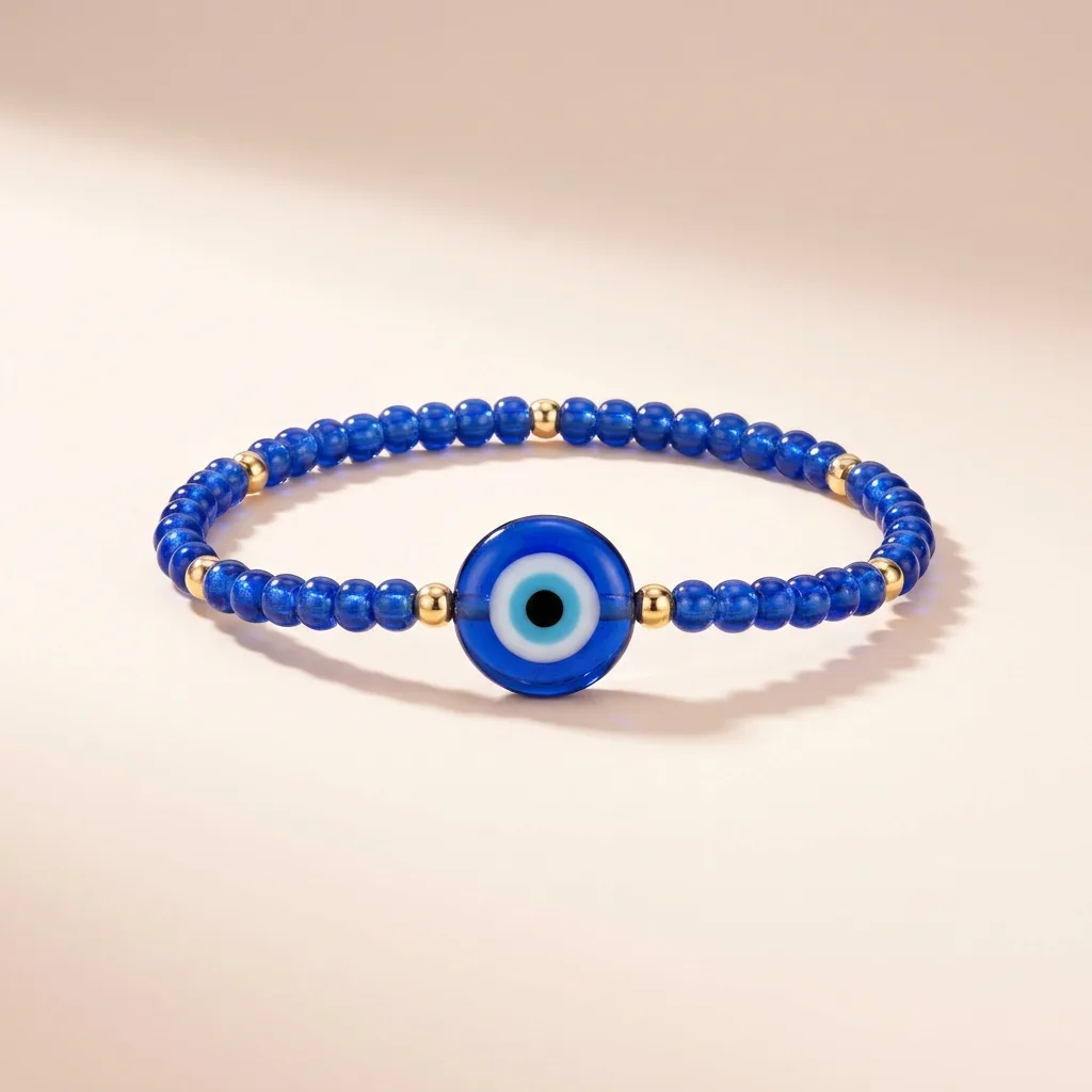 Blue Evil Eye Beaded Bracelet