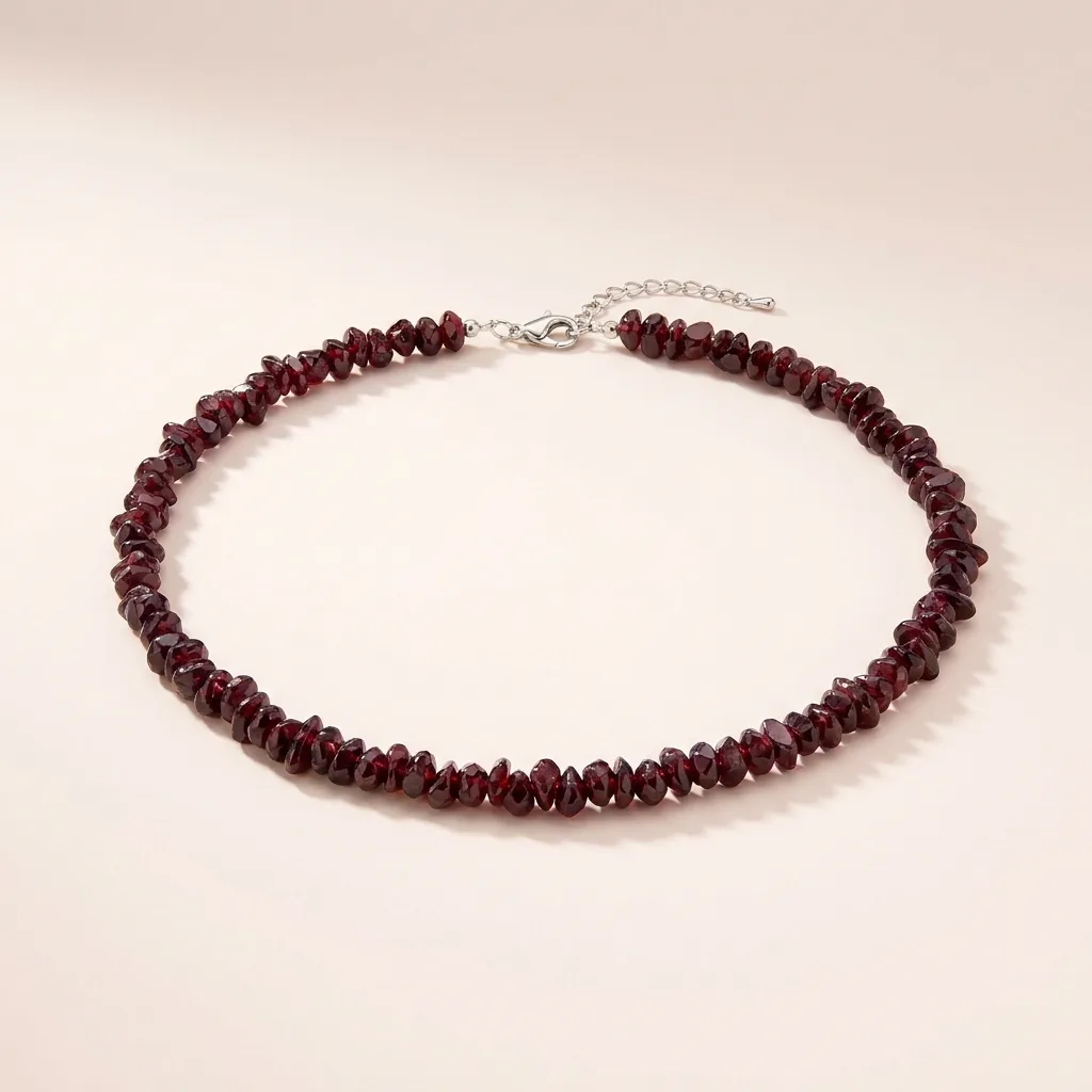 Deep Red Garnet Beaded Necklace