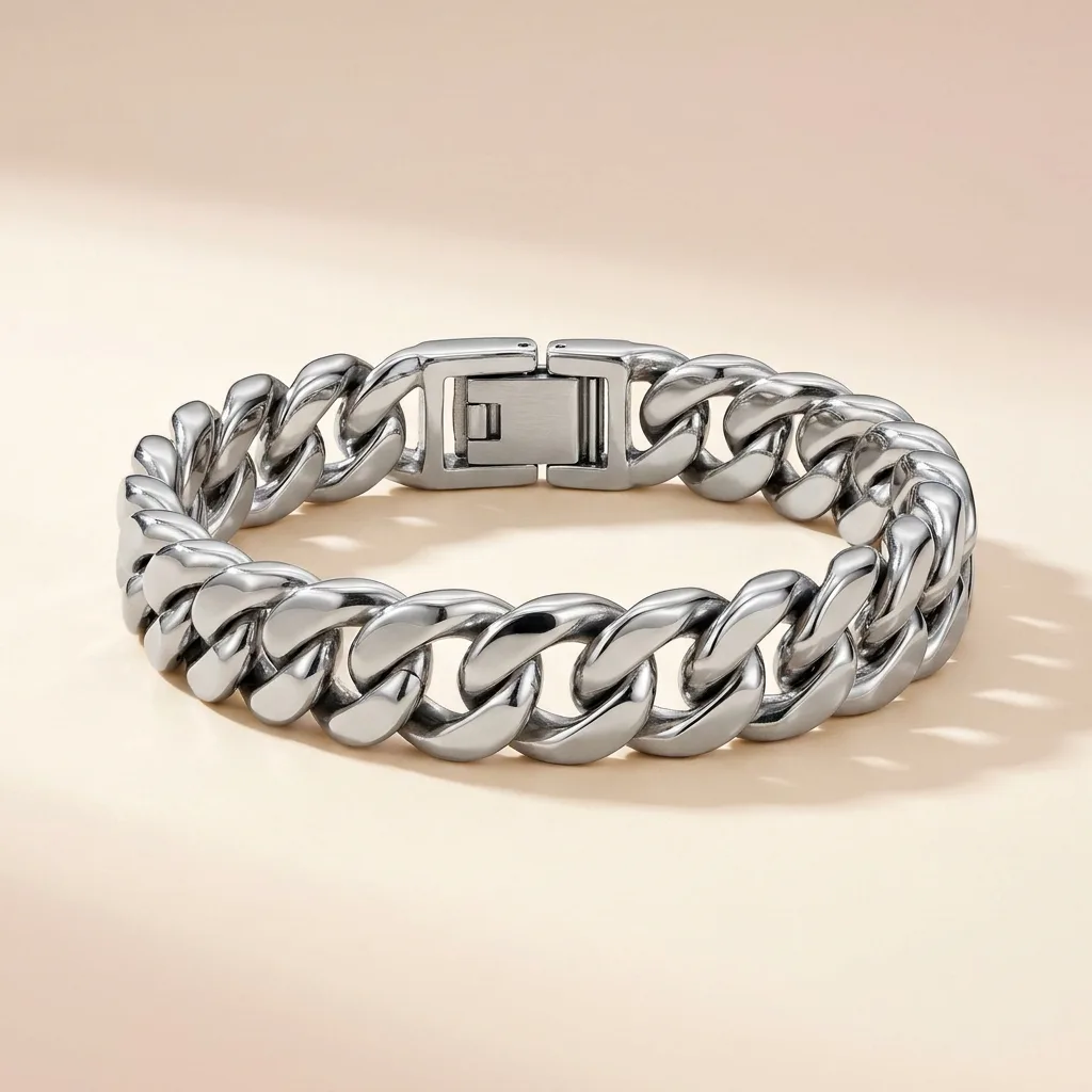 Thick Cuban Link Bracelet, Solid Stainless