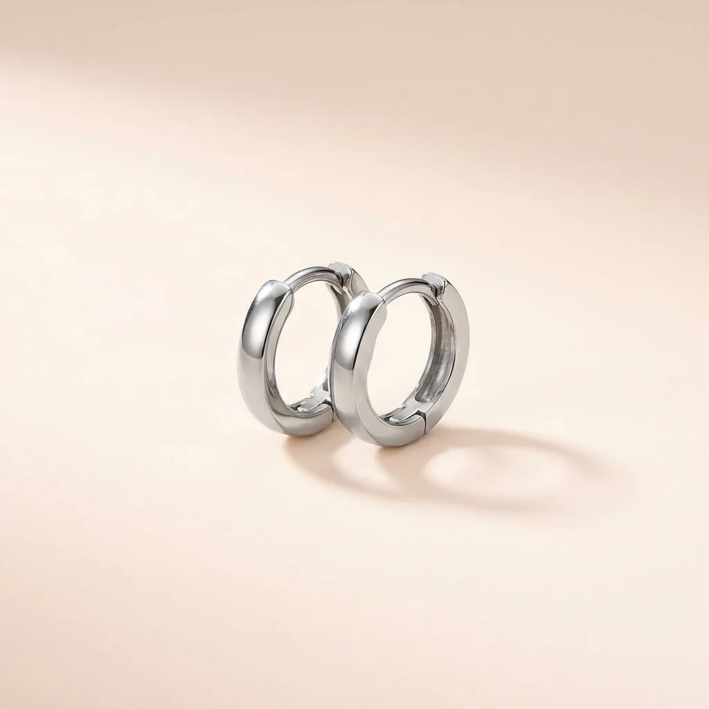 Small Huggie Hoops, Stainless Steel